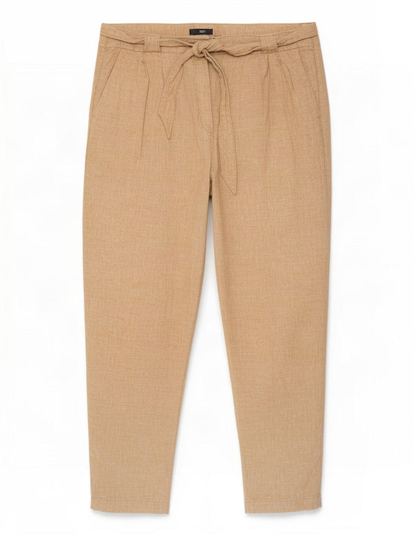 Pantaloni chino affusolati da donna Marks & Spencer UK 18 XL W38 L29 Lino beige