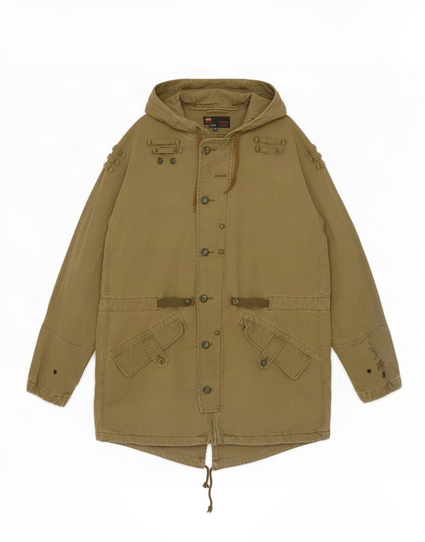 Giacca parka da uomo con cappuccio Diesel UK 42 XL cotone kaki