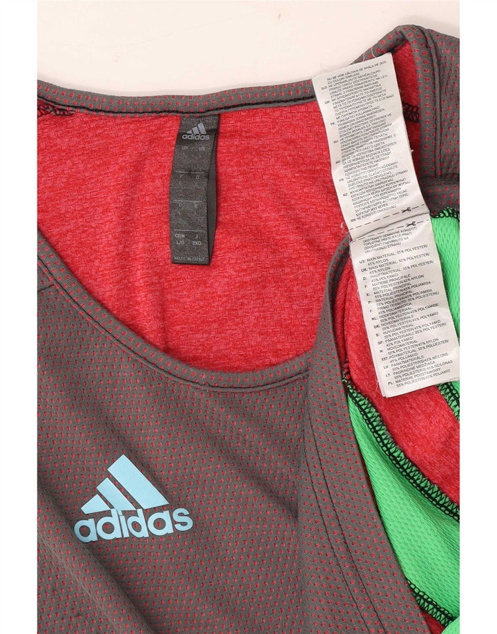 Adidas - Canotta grafica da uomo, grande, in poliestere color block grigio