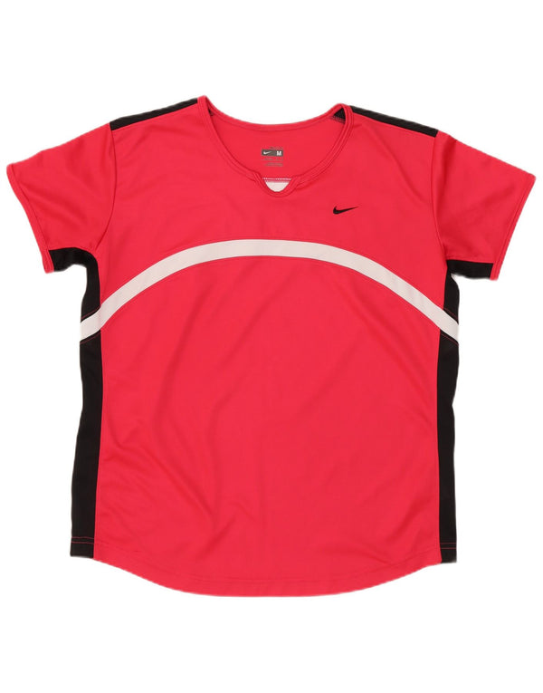 T-shirt Nike Dri Fit da donna US 8/10 Medium Red Colourblock in poliestere