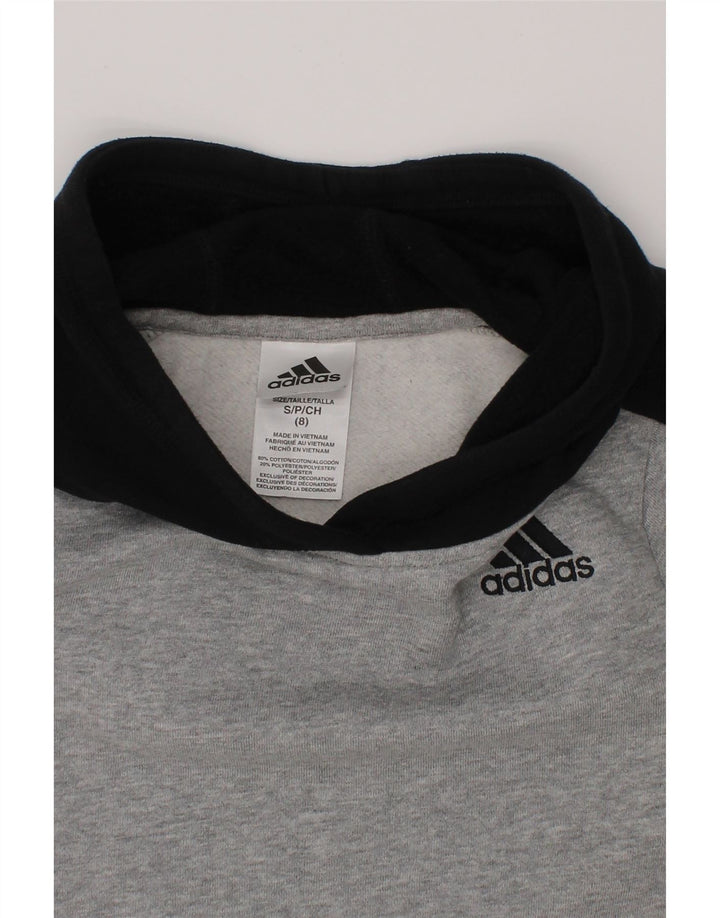 Maglione con cappuccio grafico ADIDAS per ragazzi 7-8 anni piccolo in cotone color block grigio