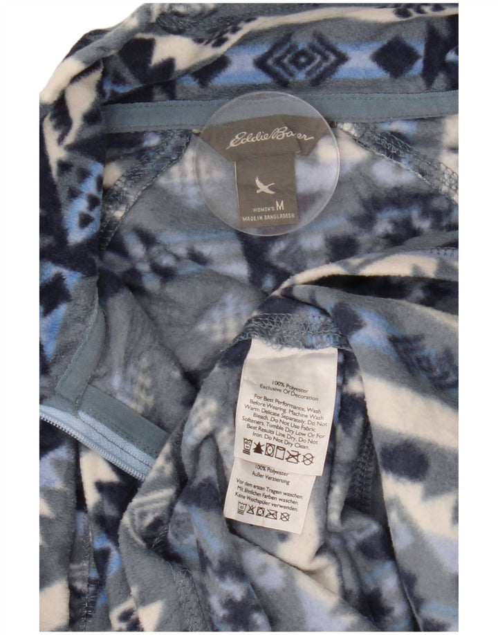 Maglione in pile da donna con collo con zip Eddie Bauer UK 14 Blu medio geometrico