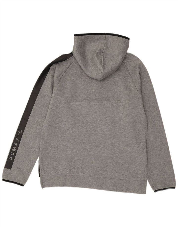 Felpa con cappuccio da uomo Puma con zip e collo, piccola, in cotone grigio