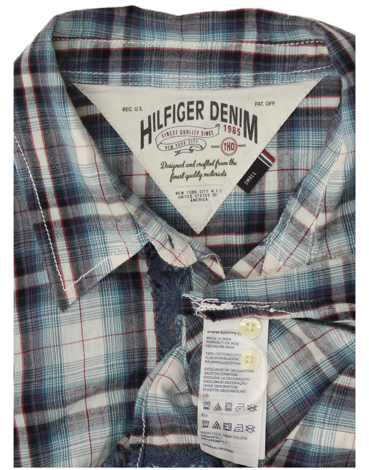 Camicia da donna Tommy Hilfiger UK 10 piccolo cotone a quadri blu