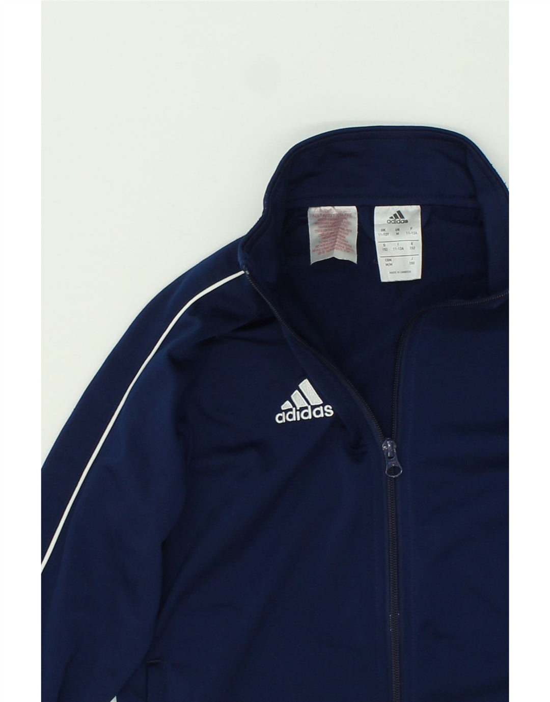 ADIDAS Boys Graphic Tracksuit Top Jacket 11-12 Years Navy Blue Polyester Vintage Adidas and Second-Hand Adidas from Messina Hembry 