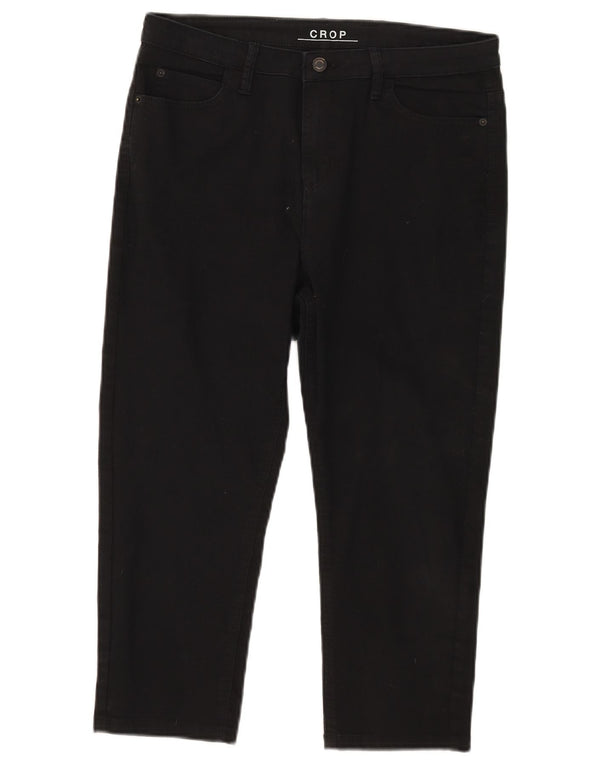 Jeans corti da donna Marks & Spencer UK 14 Large W32 L20 Cotone nero