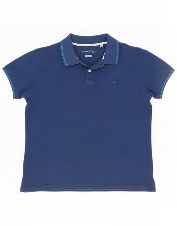 Harmont & Blaine Mens Narrow Fit Polo Shirt 2XL Navy Blue Cotton