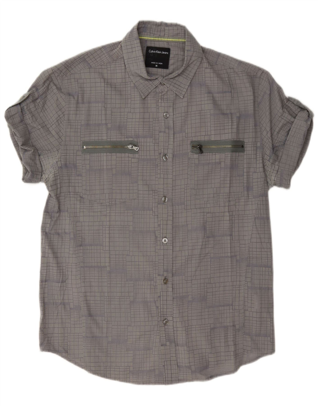 Camicia da uomo Calvin Klein Jeans in cotone a quadri grigio medio