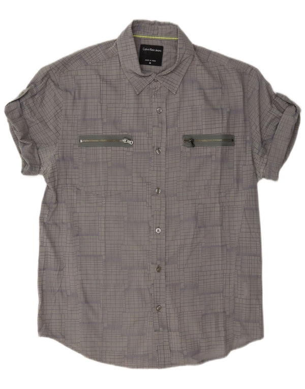 Camicia da uomo Calvin Klein Jeans in cotone a quadri grigio medio