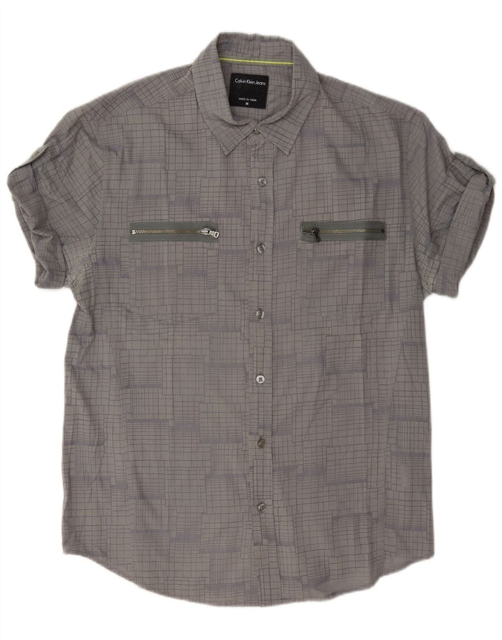 Camicia da uomo Calvin Klein Jeans in cotone a quadri grigio medio