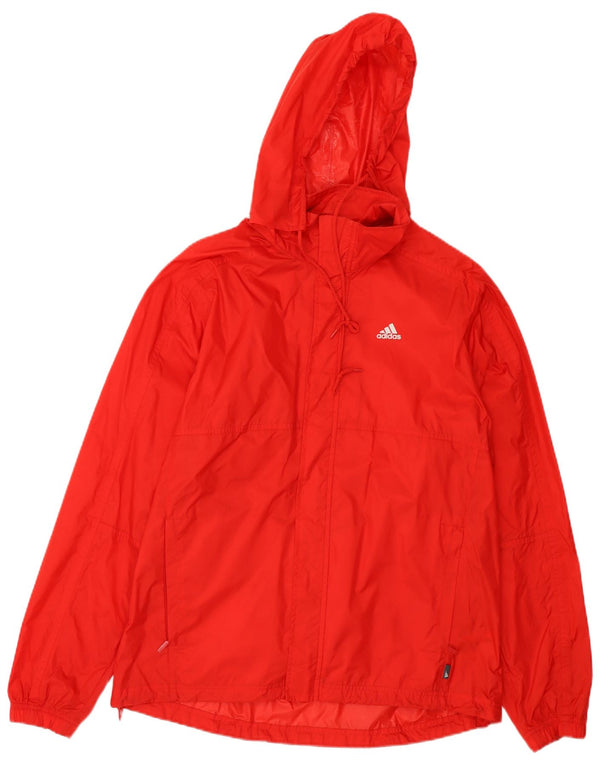 Giacca antipioggia ADIDAS da uomo con cappuccio grafico UK 36 piccola in nylon rosso