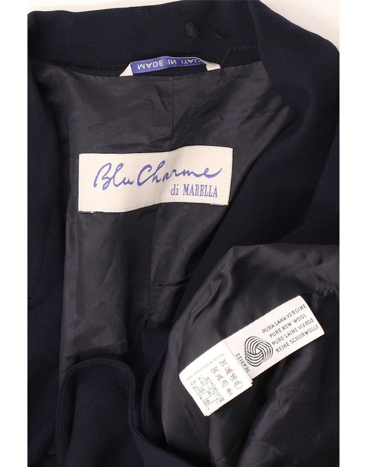 Giacca blazer da donna a 1 bottone Marella UK 10 piccola lana vergine blu navy