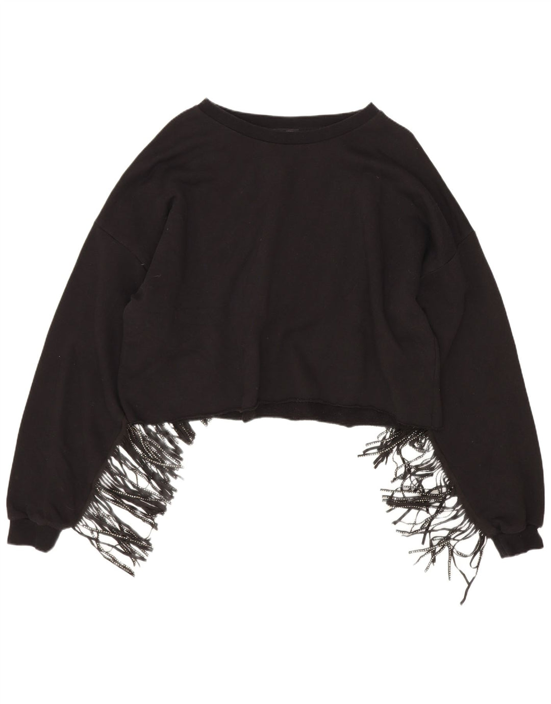 Felpa corta oversize da donna Zara UK 14 cotone nero medio