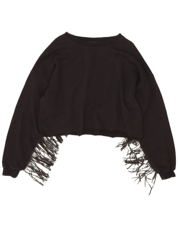 Felpa corta oversize da donna Zara UK 14 cotone nero medio