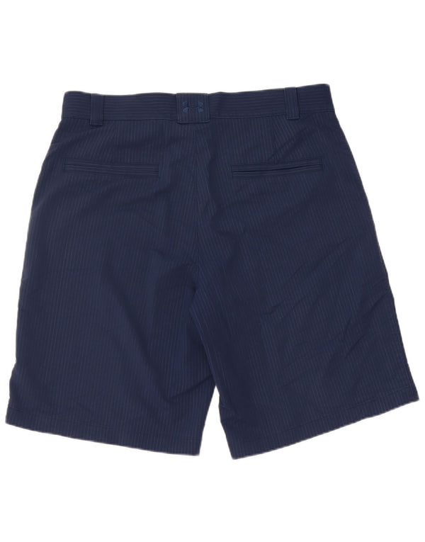 UNDER ARMOUR Mens Chino Shorts W34 Large  Navy Blue Pinstripe Nylon