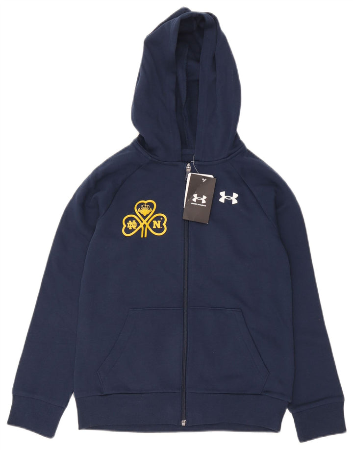 Felpa con cappuccio con zip grafica per ragazzi Under Armour 9-10 anni blu navy medio