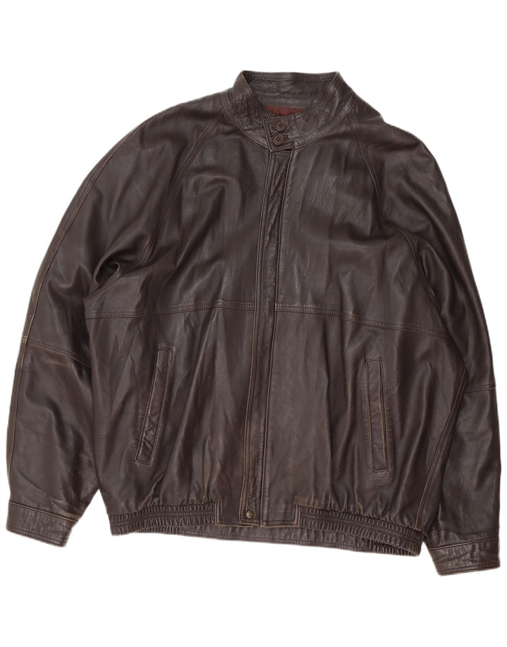 Giacca in pelle vintage da uomo IT 62 4XL Nera