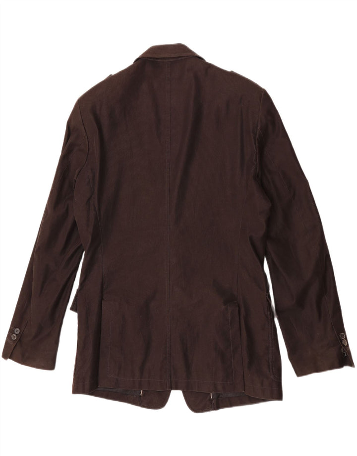 Giacca blazer militare a 2 bottoni da uomo Zara EU 54 XL cotone marrone