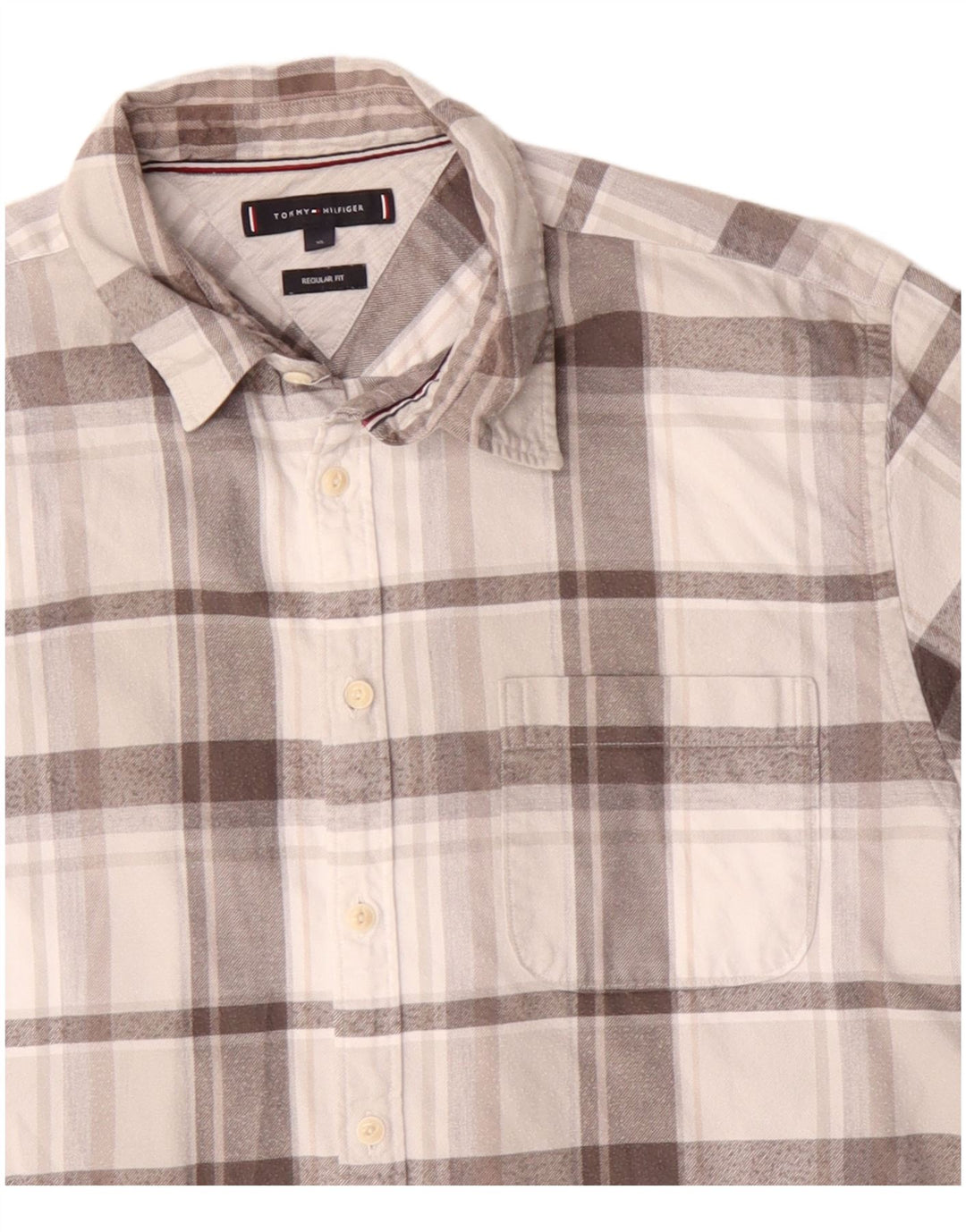 Tommy Hilfiger Camicia da uomo in flanella vestibilità regolare XL Cotone scozzese grigio
