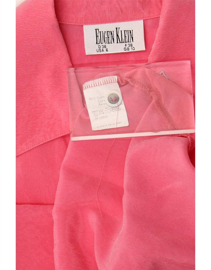 EUGEN KLEIN Womens Oversized Short Sleeve Shirt Blouse UK 10 Small Pink Vintage Eugen Klein and Second-Hand Eugen Klein from Messina Hembry 