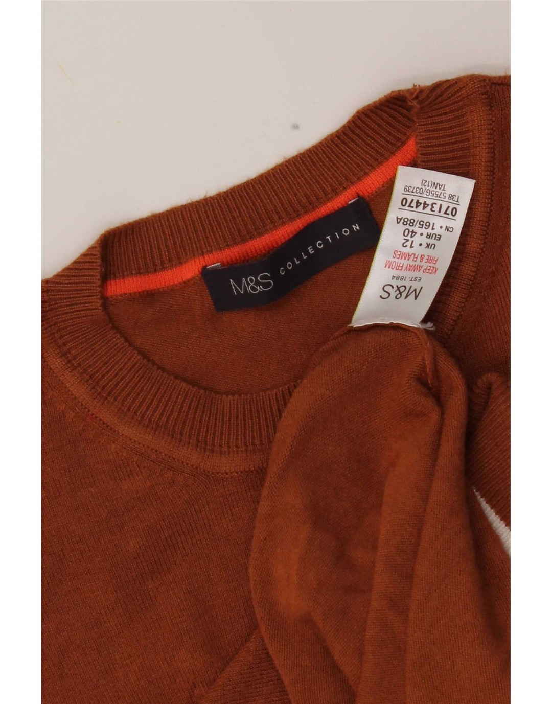 Maglione maglione girocollo da donna Marks & Spencer UK 12 Marrone medio