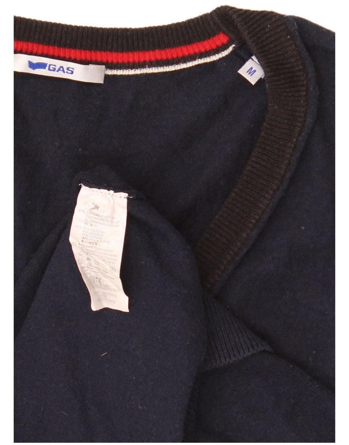 Maglione cardigan senza maniche da uomo Gas cotone medio blu navy