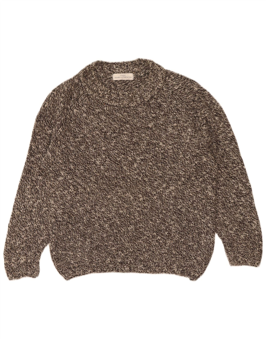Maglione maglione girocollo da uomo Marks & Spencer piccolo in lana screziata grigia