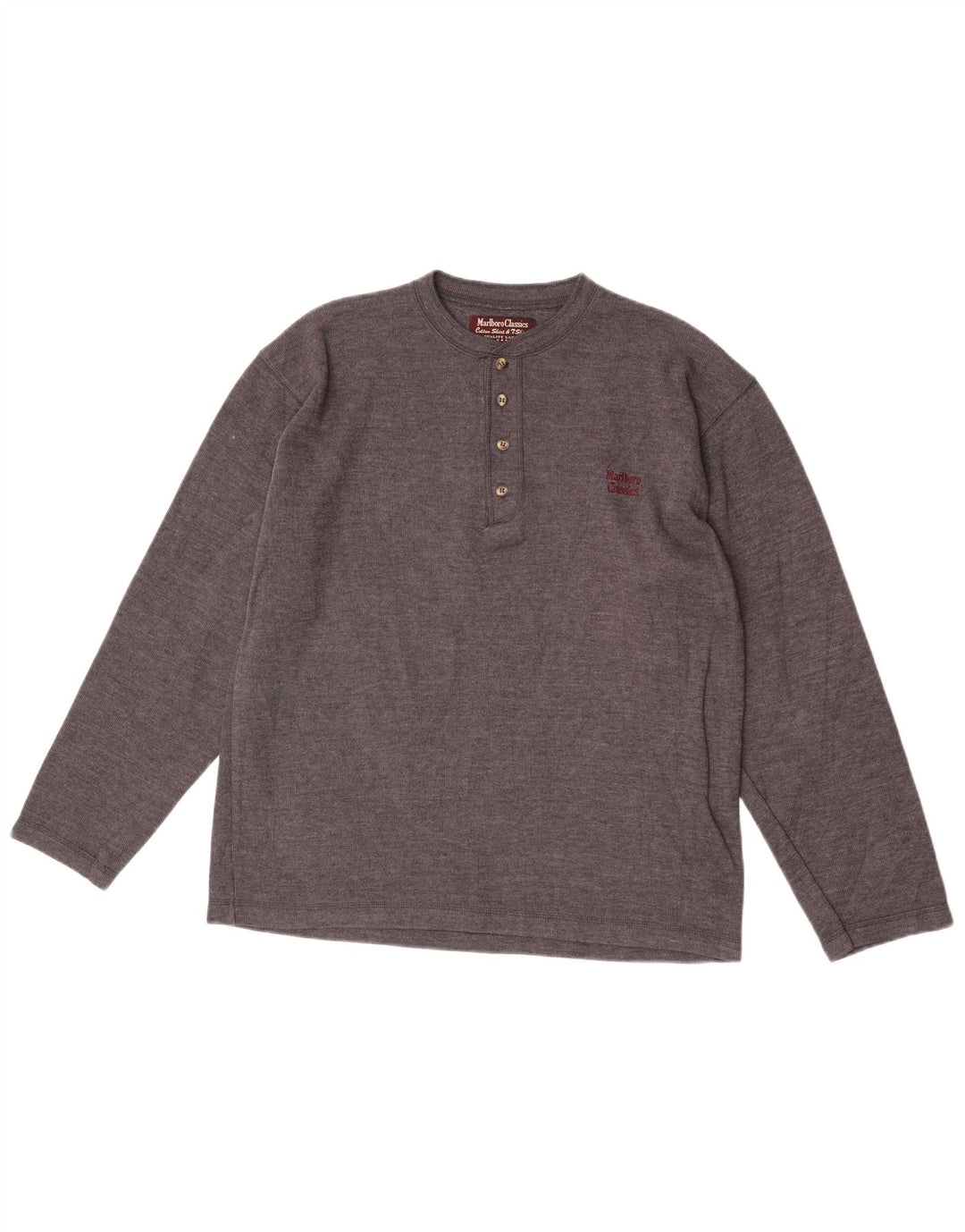 Marlboro Classics Top da uomo a manica lunga grande in cotone grigio