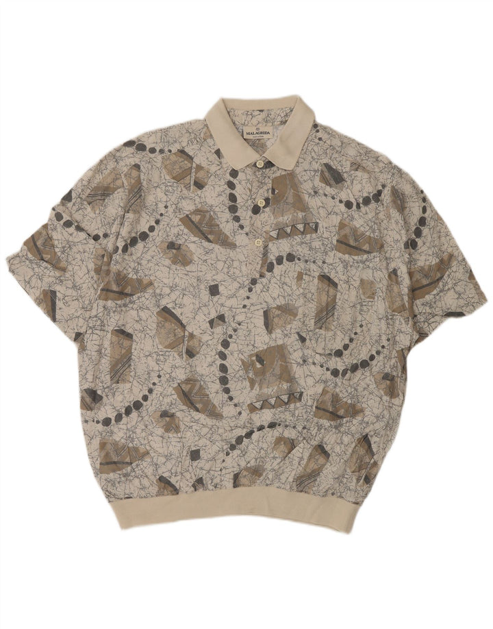 Malagrida Camicia pullover a maniche corte da uomo con motivo astratto XL in viscosa grigia