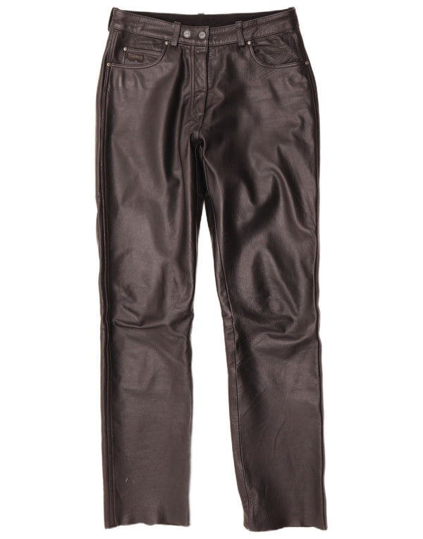 Pantaloni dritti in pelle da donna POLO IT 44 medio W30 L33 Pelle nera