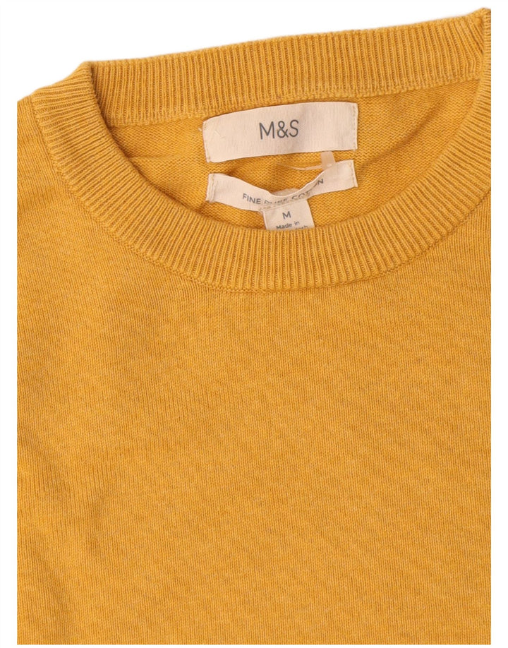 Maglione maglione girocollo da uomo Marks & Spencer in cotone giallo medio