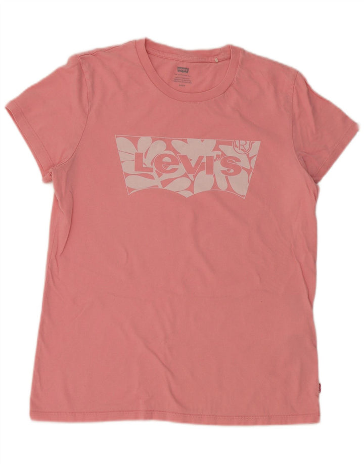 T-shirt grafica da donna Levi's Top UK 12 cotone rosa medio