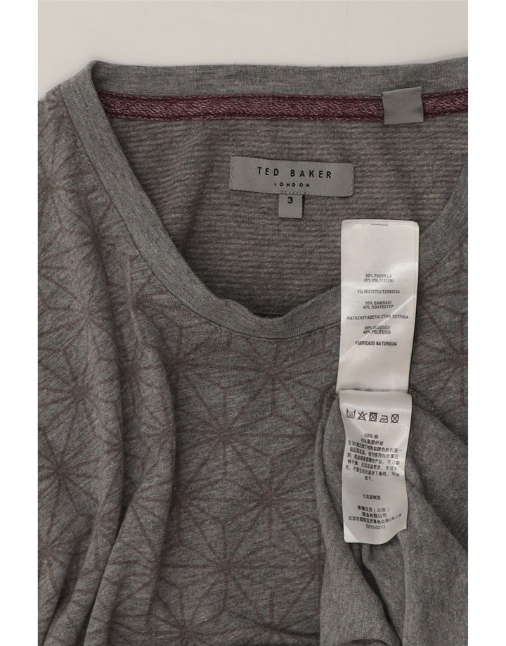 T-shirt grafica da uomo Ted Baker taglia 3 in cotone geometrico grigio medio