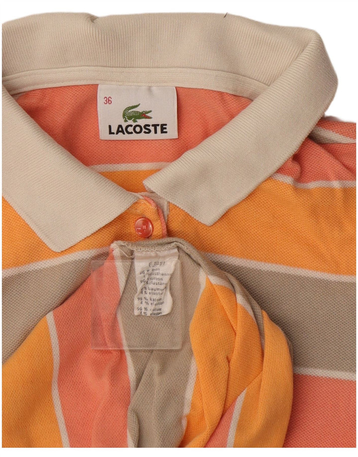 Polo da donna Lacoste taglia 36 piccola in cotone a righe multicolore