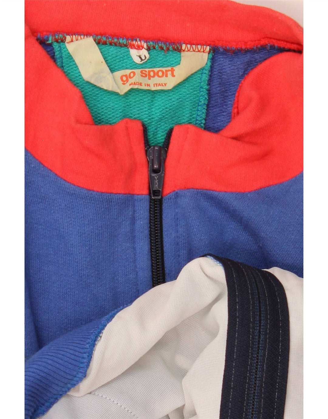 Giacca da ginnastica vintage da uomo, grande, color block blu