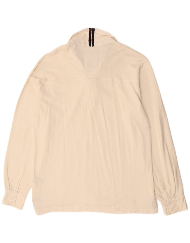 CREW CLOTHING Polo da uomo a manica lunga grande in cotone bianco