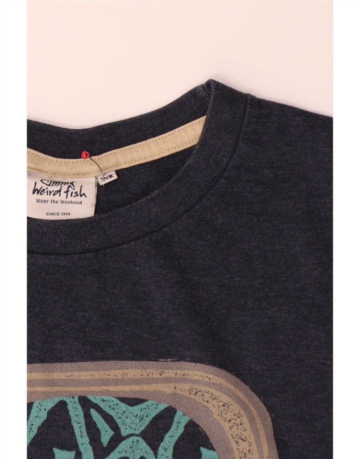 T-shirt grafica da uomo Weird Fish Top in cotone blu navy medio