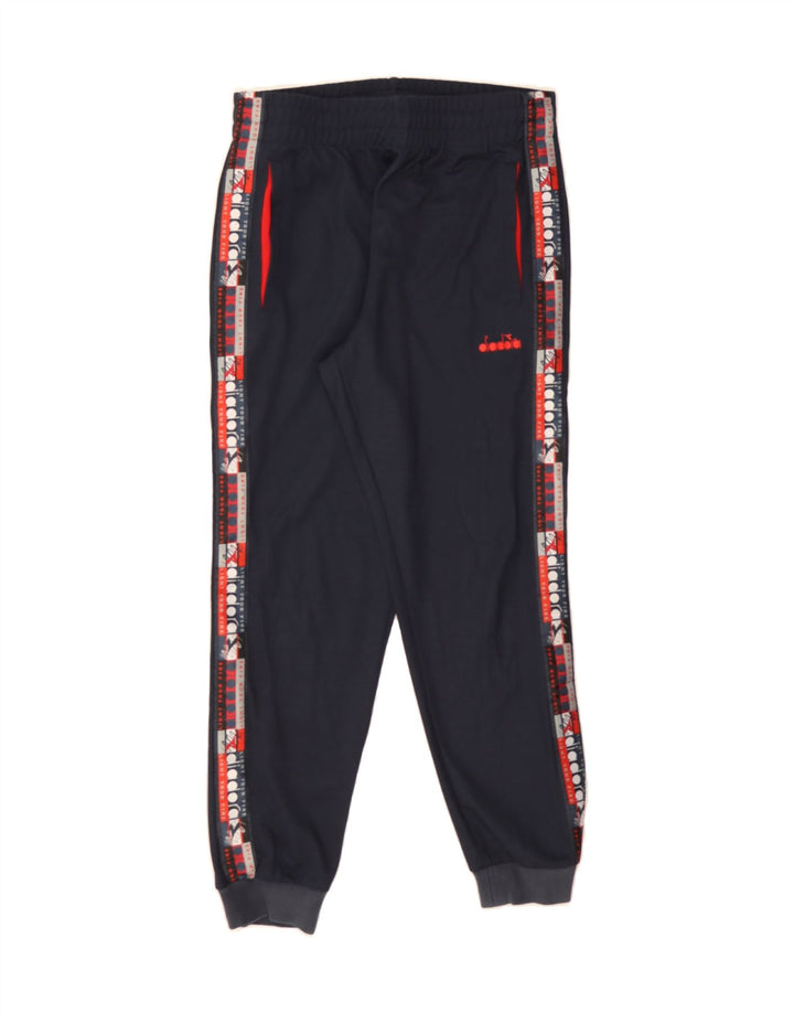DIADORA Mens Graphic Tracksuit Trousers Joggers Small  Navy Blue Polyester Vintage Diadora and Second-Hand Diadora from Messina Hembry 