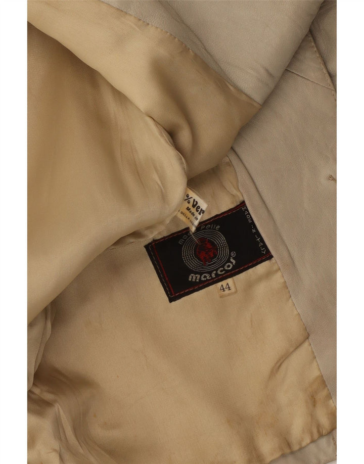Giacca blazer in pelle da donna a 2 bottoni Marcos IT 44 Pelle beige media