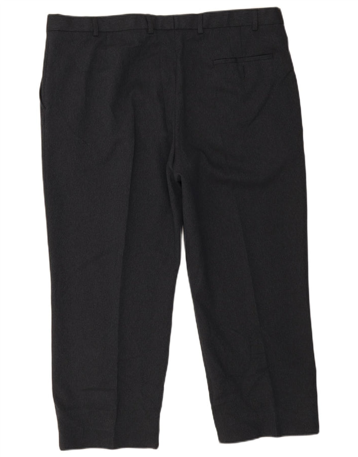 Pantaloni da abito dritti da uomo Marks & Spencer W42 L29 poliestere blu navy