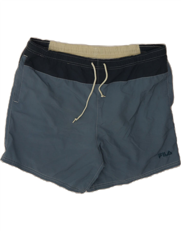 FILA Mens Swimming Shorts IT 52 Large Blue Colourblock Polyamide Vintage Fila and Second-Hand Fila from Messina Hembry 