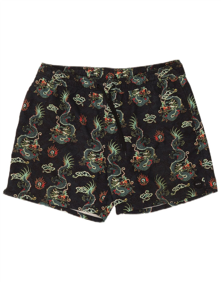 Pantaloncini da bagno da uomo con motivo astratto RVCA XL Nero Poliestere Fair Isle