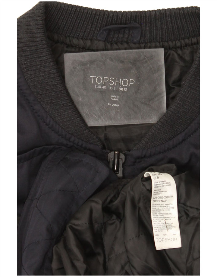 Topshop Bomber da donna UK 12 medio blu navy poliestere