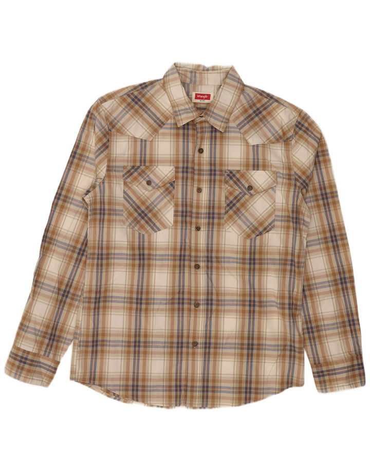 Camicia da uomo Wrangler in cotone a quadri marrone medio