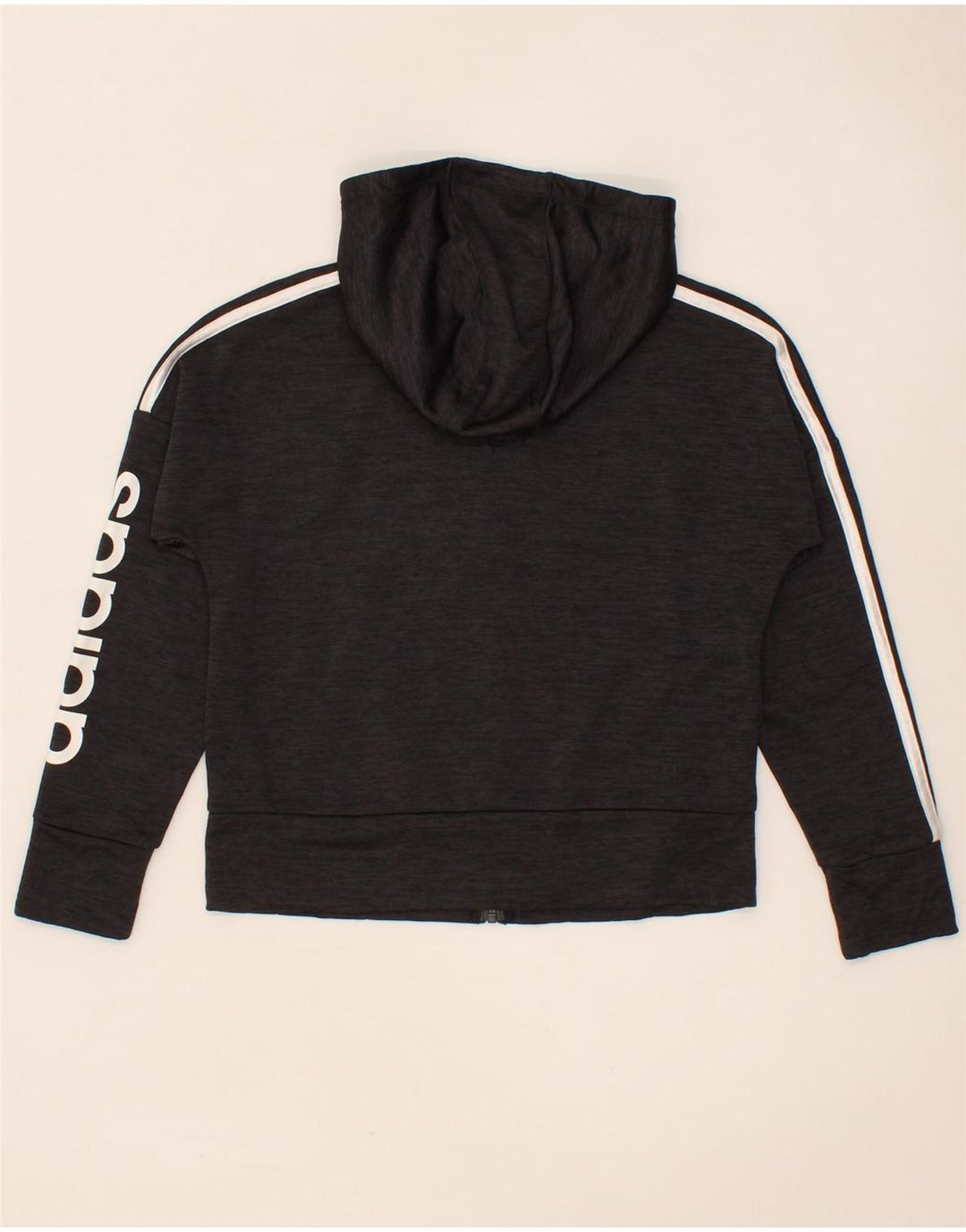 ADIDAS Boys Graphic Zip Hoodie Sweater 9-10 Years Medium Grey Vintage Adidas and Second-Hand Adidas from Messina Hembry 
