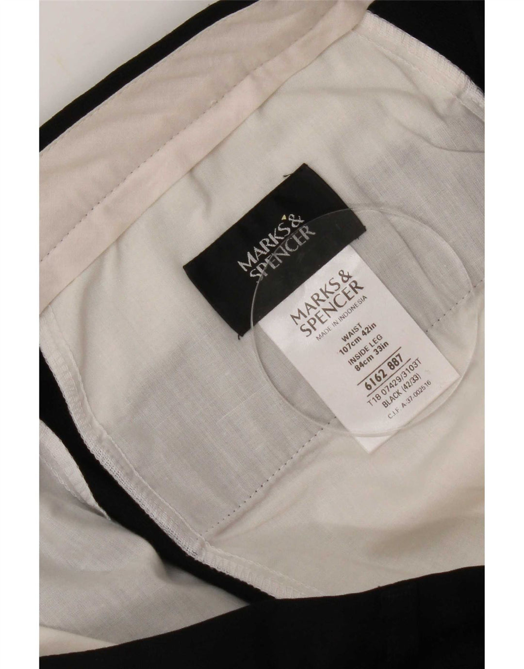 Pantaloni Capri da uomo Marks & Spencer W42 L23 poliestere nero