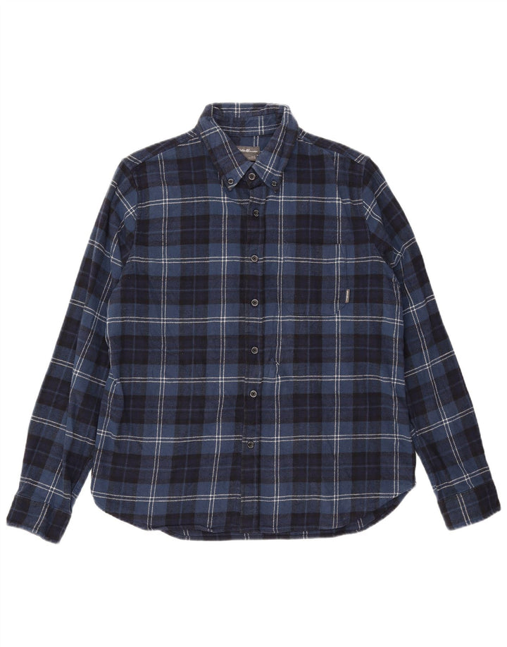 Eddie Bauer Camicia da uomo in flanella di cotone a quadri blu navy grande