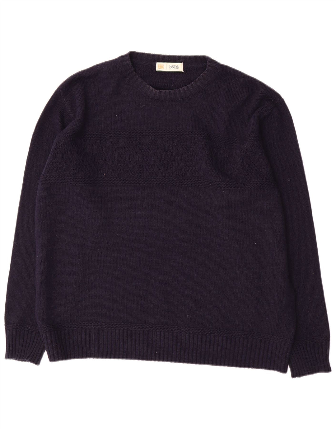 Marks & Spencer Maglione da uomo con scollo a barchetta Grande acrilico blu navy