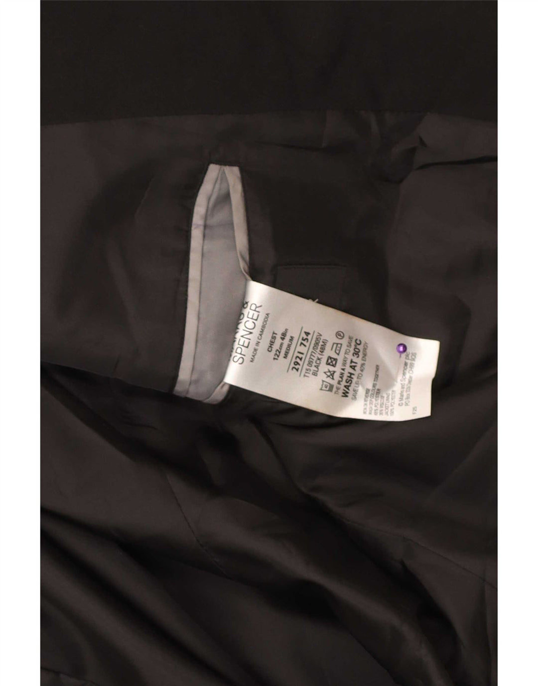Giacca blazer a 2 bottoni Marks & Spencer da uomo UK 48 2XL poliestere nero