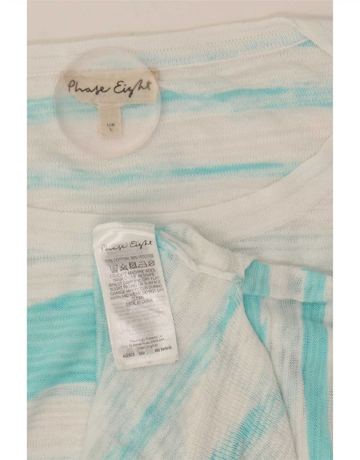Phase Eight Top oversize da donna manica 3/4 UK 16 Large White Striped
